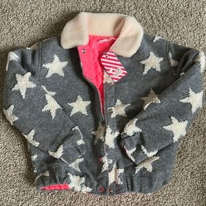 Billieblush Gray Star Puffer Jacket with Pink Lining